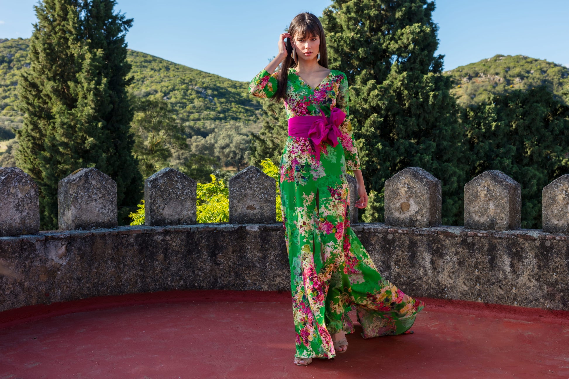 VESTIDO VERDE ESTAMPADO VUELO
