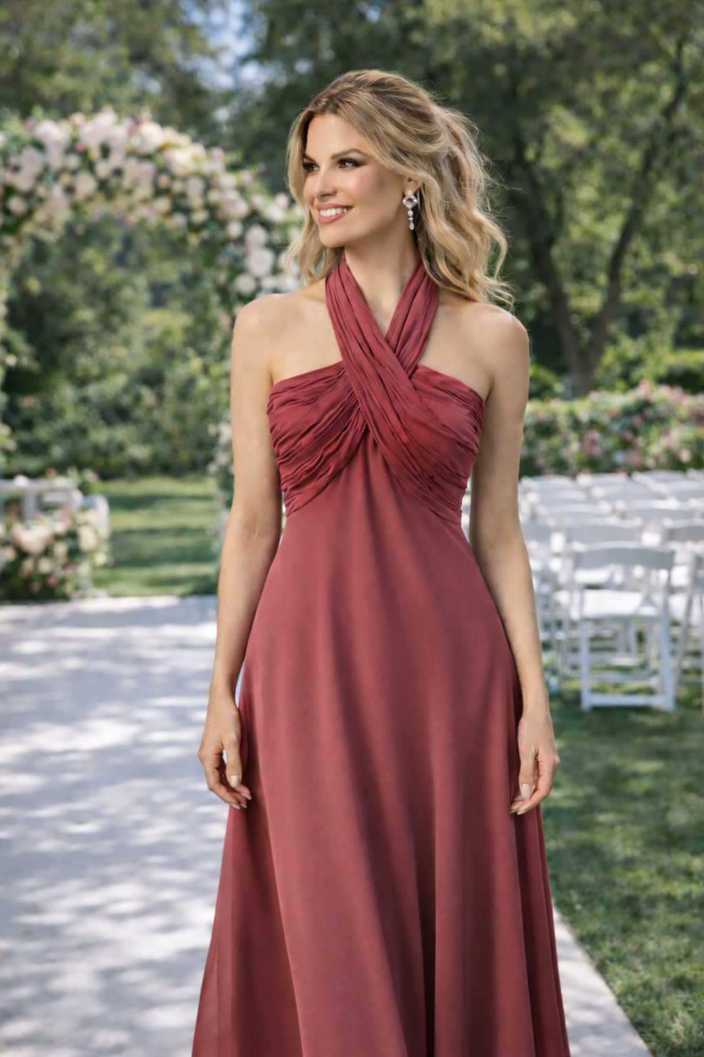 VESTIDO DRAPEADO BURGUNDY