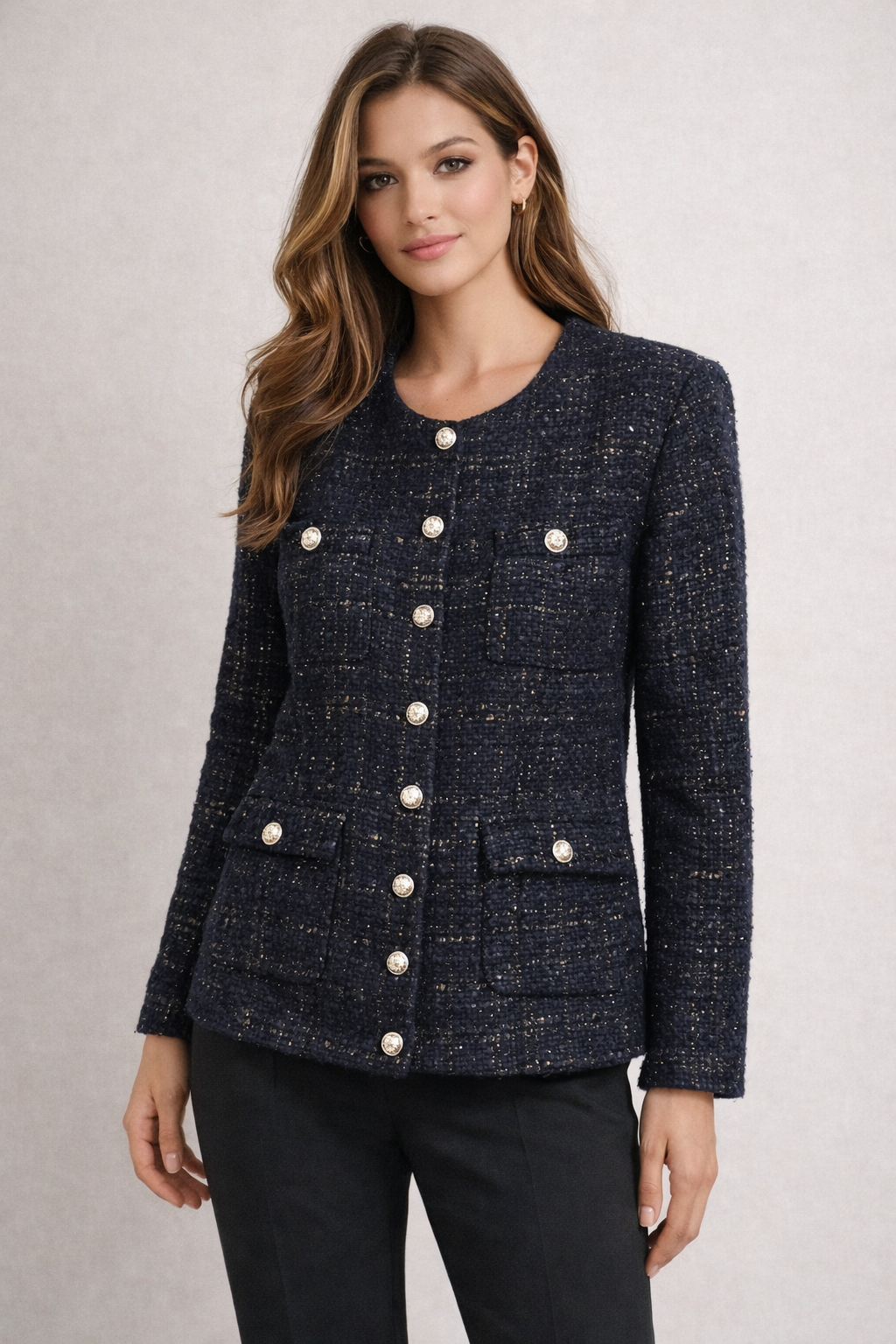 CHAQUETA ESTILO CHANEL MARINO