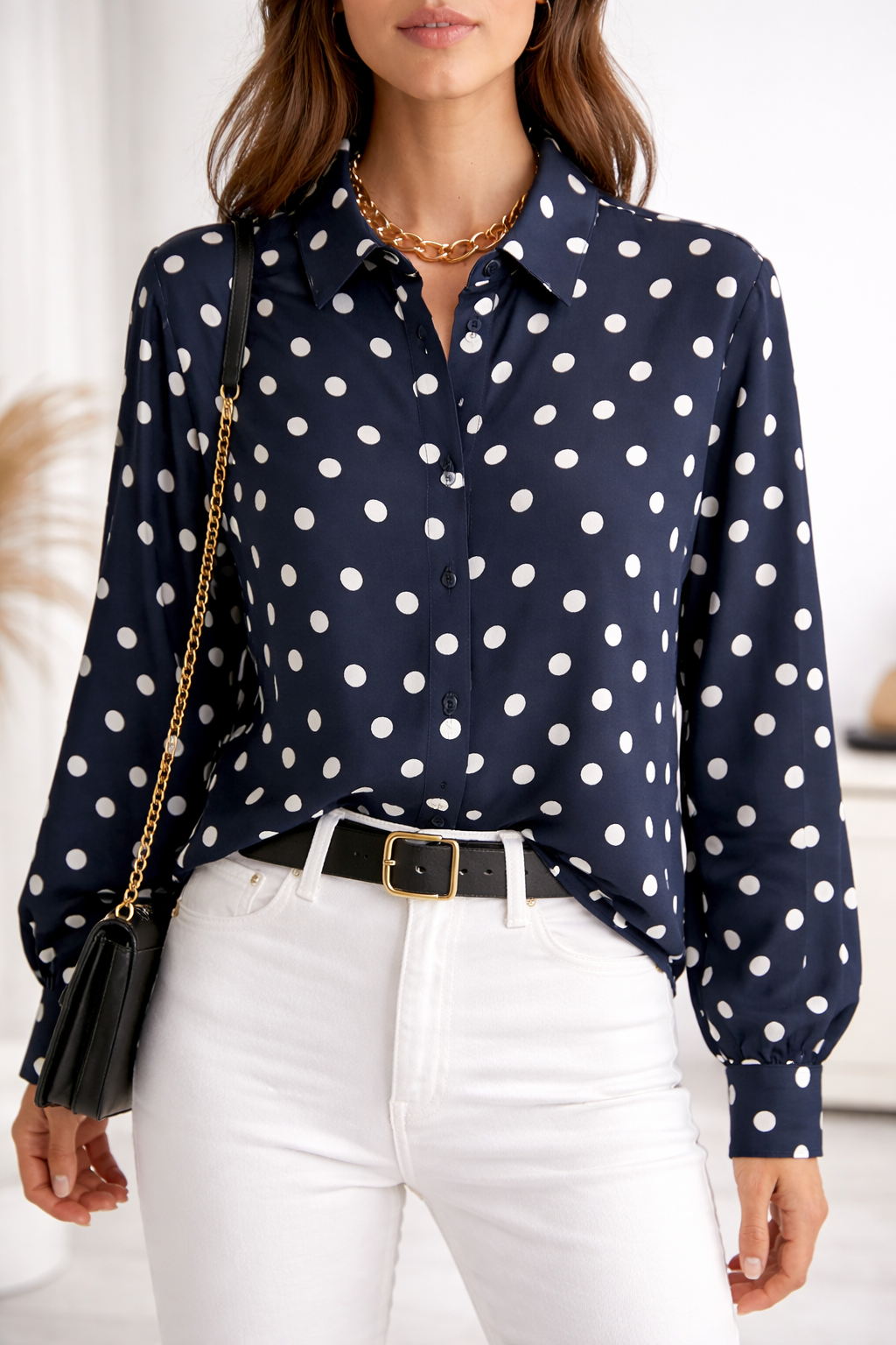 CAMISA MARINO LUNARES BLANCOS