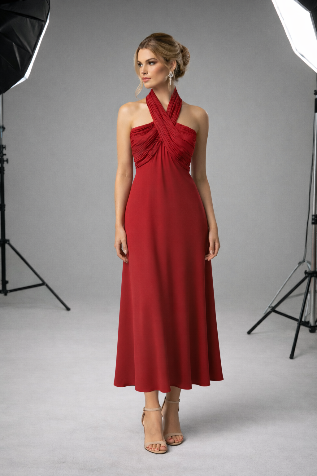 VESTIDO DRAPEADO BURGUNDY