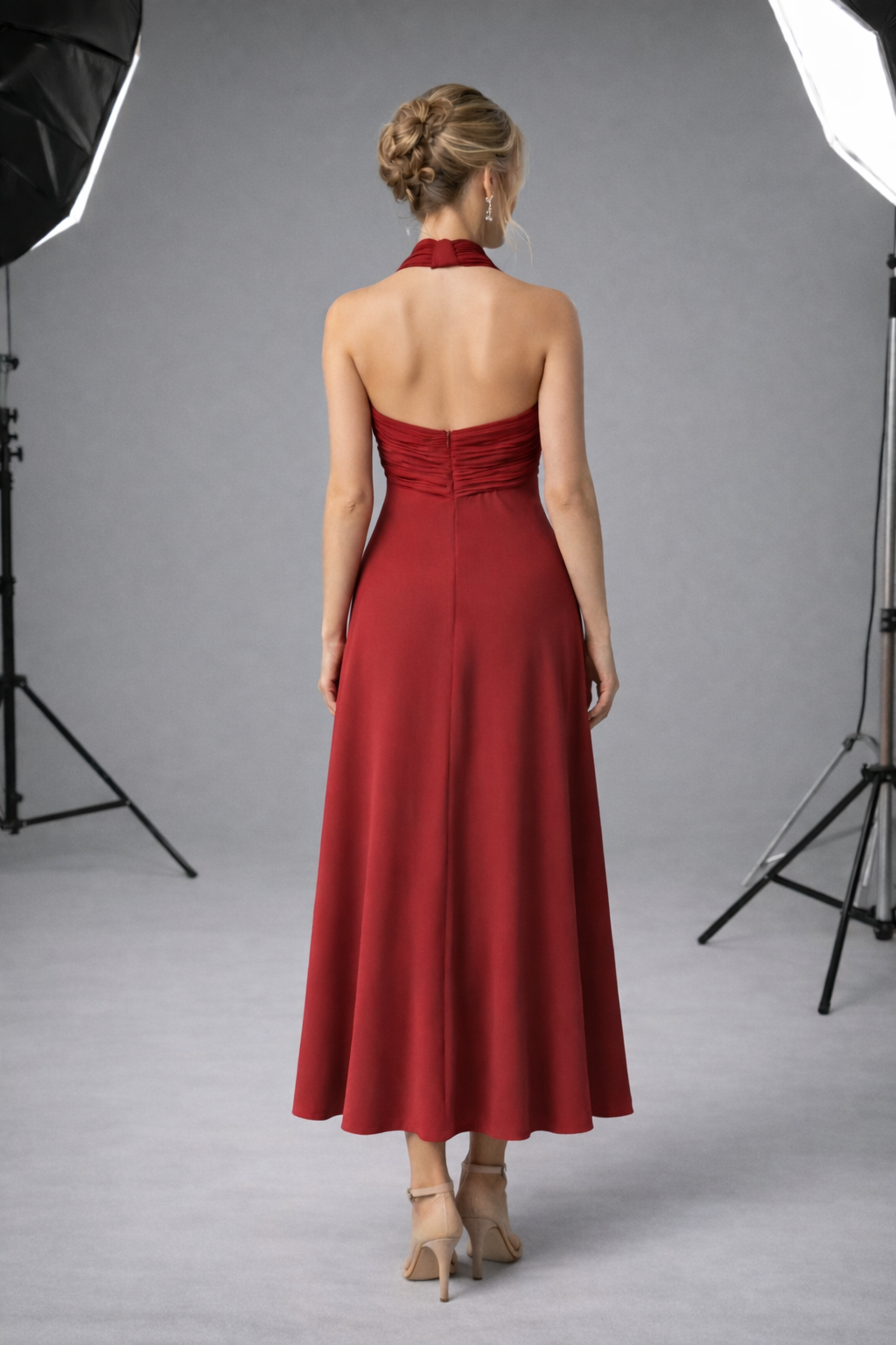 VESTIDO DRAPEADO BURGUNDY