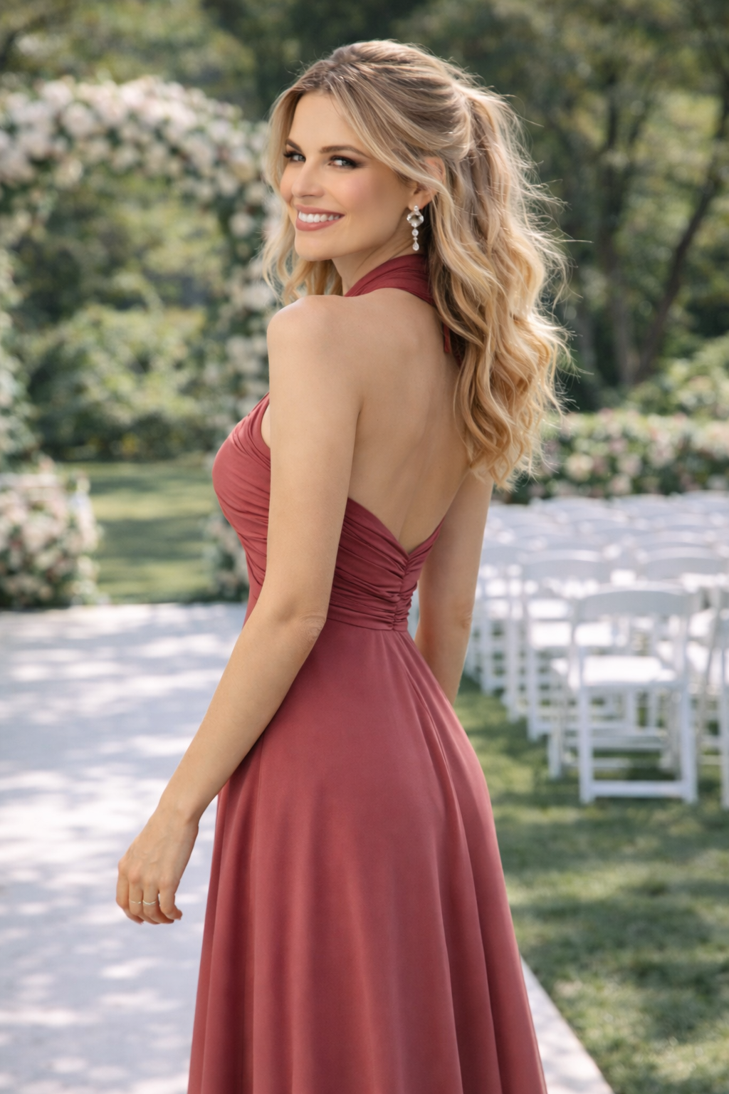 VESTIDO DRAPEADO BURGUNDY